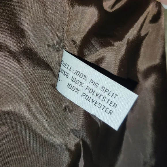 Vintage Brown Leather Jacket with Plush Cream Fur Collar - Picture 15 of 16